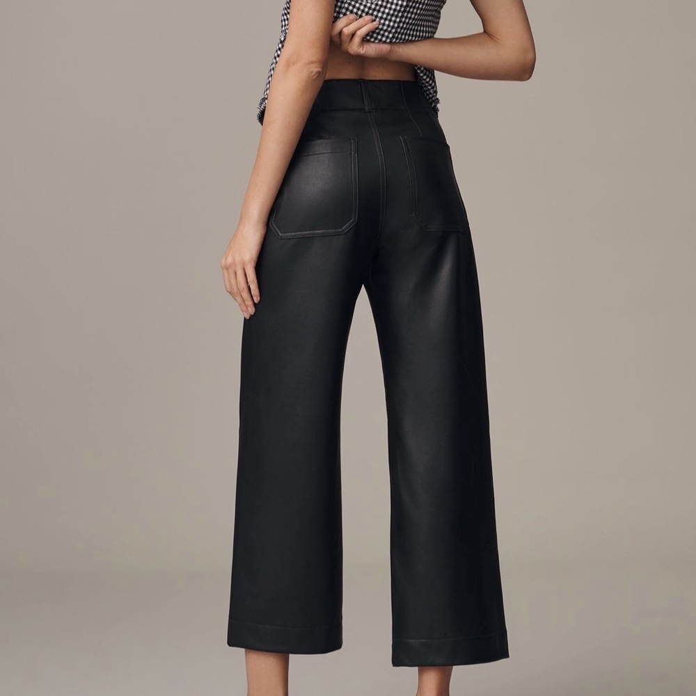 Anthropologie Maeve Colette Faux Leather Cropped pants size 30 - Picture 2 of 9
